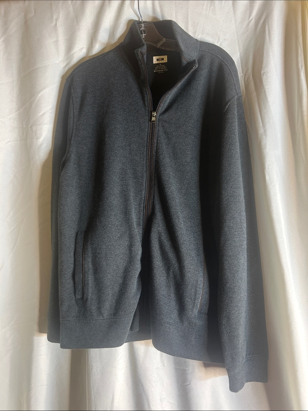 Joseph Abboud Men's Full-Zip Mock Neck Sweater Jacket - Charcoal Gray
